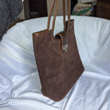 Vintage Chateau Chocolate Brown Faux Leather Suede Purse