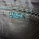 Vintage Chateau Chocolate Brown Faux Leather Suede Purse