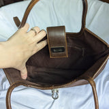 Vintage Chateau Chocolate Brown Faux Leather Suede Purse