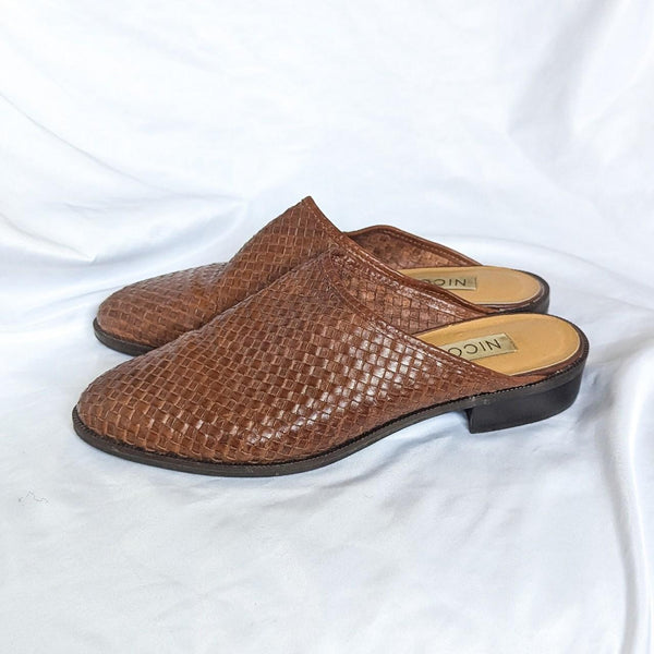 Vintage Nicole Braided Woven Leather Mules