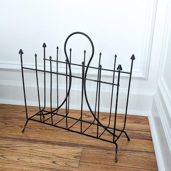 Vintage Metal Iron Modernist Magazine Rack