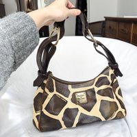 Vintage Y2K Dooney & Bourke Giraffe Pattern Leather Animal Print Shoulder Bag