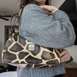 Vintage Y2K Dooney & Bourke Giraffe Pattern Leather Animal Print Shoulder Bag