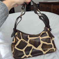 Vintage Y2K Dooney & Bourke Giraffe Pattern Leather Animal Print Shoulder Bag