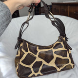 Vintage Y2K Dooney & Bourke Giraffe Pattern Leather Animal Print Shoulder Bag
