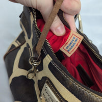 Vintage Y2K Dooney & Bourke Giraffe Pattern Leather Animal Print Shoulder Bag