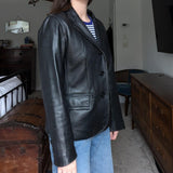 Vintage Covington Black Leather Blazer Style Jacket