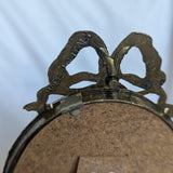 Vintage Oval Brass Bow Ribbon Framed Art Print