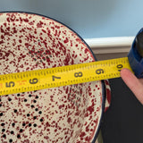 Vintage Red and White Enamel Splatterware Speckled Colander Strainer