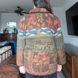 Vintage Sonoma Wool Blend Cabin In The Woods Landscape Scene Jacket