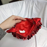 Red Y2K Vintage Beaded Sequin Mini Purse