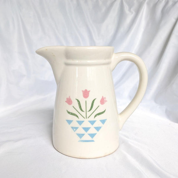 White Ceramic Vintage Tulip Design Pitcher