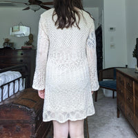 Vivid Importers of NY Crochet Style Beige Long Sleeve Mini Dress