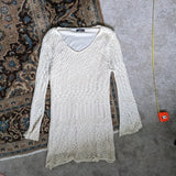 Vivid Importers of NY Crochet Style Beige Long Sleeve Mini Dress