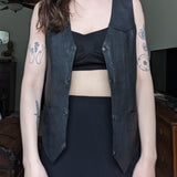 Hot Leathers Black Leather Vintage Lace Up Vest