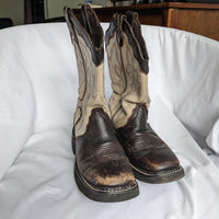 Brown and Tan Leather Justin Boots Cowgirl Boots