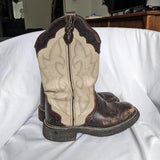 Brown and Tan Leather Justin Boots Cowgirl Boots