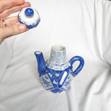 Blue and White Chinoiserie Style Small Decorative Teapot