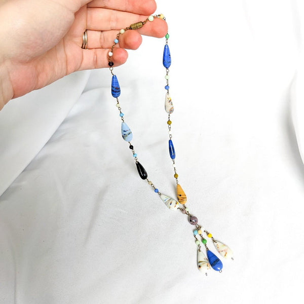 Multicolor Vintage Beaded Tassel Necklace