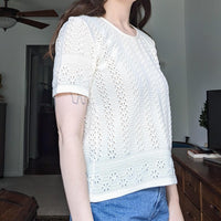 Staget Vintage Eyelet Short Sleeve Sweater Blouse