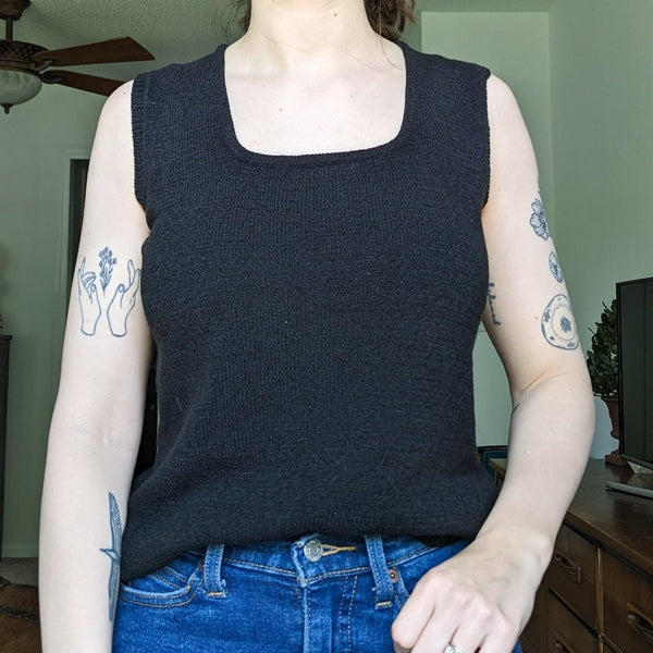 Vintage Sag Harbor Black Knit Tank Top