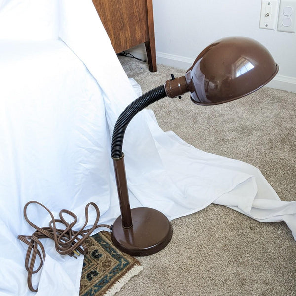 Vintage Brown Art Deco Style Gooseneck Table Lamp