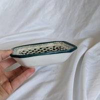 Green and White Checkerboard Pattern Ceramic Decorative Dish