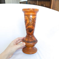 Vintage Carved Wooden Vase