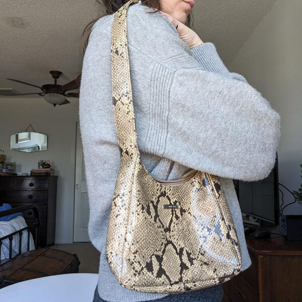 Nine West Vintage Y2K Faux Snakeskin Shoulder Bag Purse