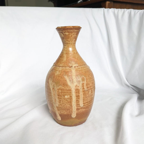 Vintage Studio Pottery Handmade Drip Glaze Neutral Vase