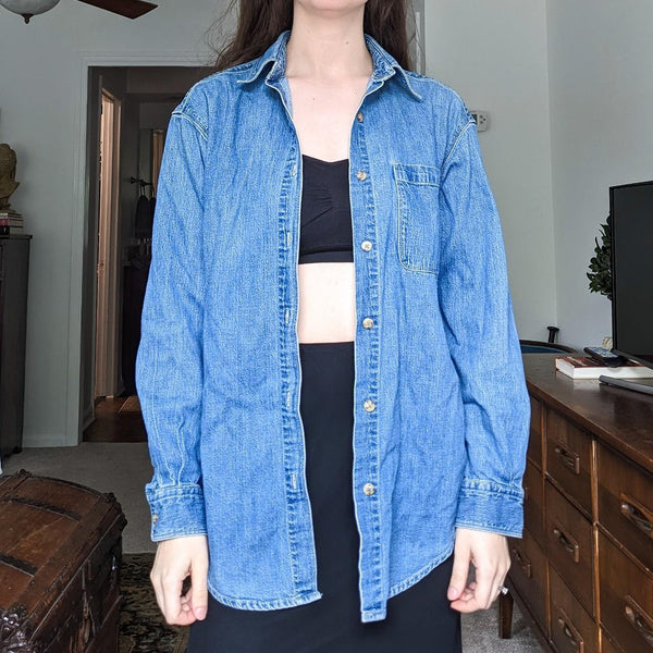 Vintage Eddie Bauer Oversized Denim Button Down Top