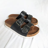 Madden Girl Black Leather Slides