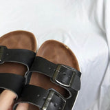 Madden Girl Black Leather Slides