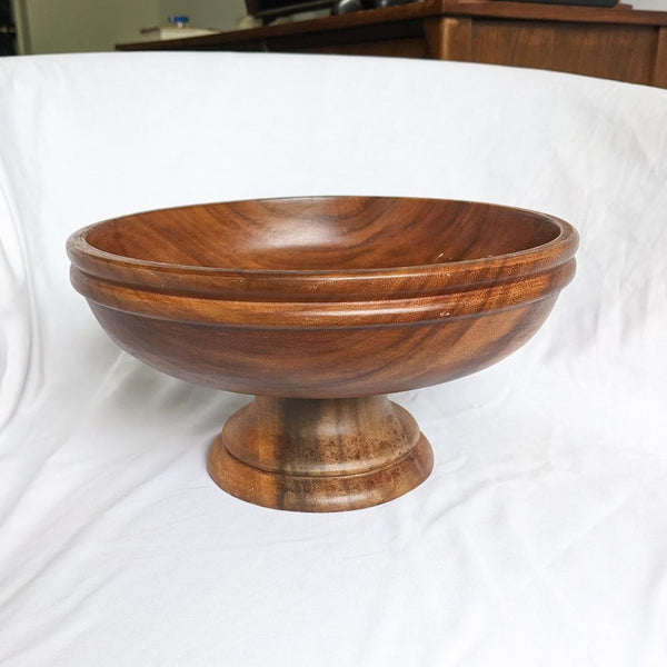 Wooden Decorative Footed Pedestal Fruit Bowl