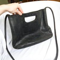 Black Leather Able Hana Crossbody Handle Bag