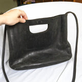 Black Leather Able Hana Crossbody Handle Bag