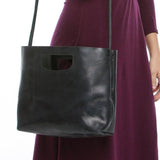 Black Leather Able Hana Crossbody Handle Bag