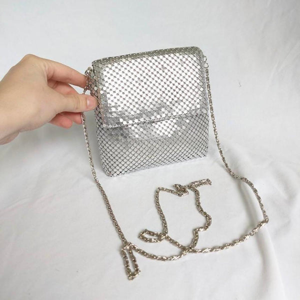 Silver Mesh Vintage Mini Another Y&S Crossbody Bag