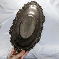 Ornate Etched Vintage Silver Plated Platter Dish