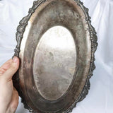 Ornate Etched Vintage Silver Plated Platter Dish