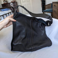 Stitched Black Leather Lucky Brand Hobo Bag