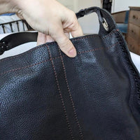 Stitched Black Leather Lucky Brand Hobo Bag