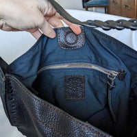 Stitched Black Leather Lucky Brand Hobo Bag