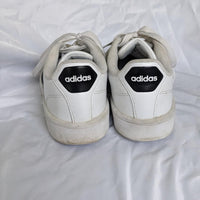 White Adidas Cloudfoam Classic Black Stripe Sneakers