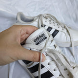 White Adidas Cloudfoam Classic Black Stripe Sneakers