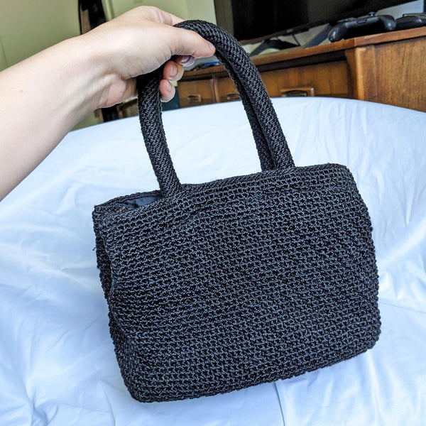 Black Woven Vintage Y2K The Sak Small Handbag Purse