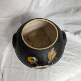 Antique Ransburg Hand Painted Black Floral Cookie Jar