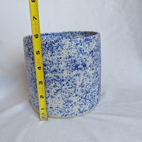 Vintage Blue and White Splatterware Stoneware Pot