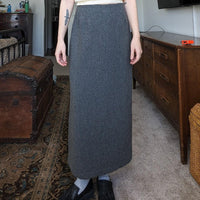 Vintage 100% Wool Grey Maxi Skirt