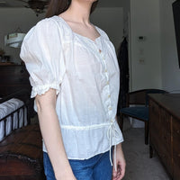 Vintage Lauren Jeans Ralph Lauren White Puff Sleeve Milkmaid Blouse